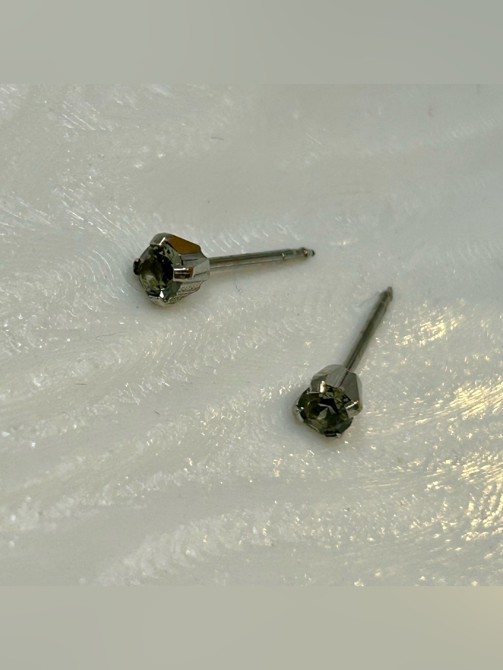 Surgical Steel Stud Earrings with Olive Green Stones